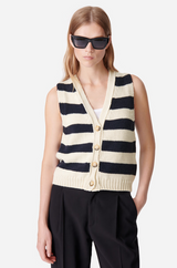 Gilet in lana merino a righe